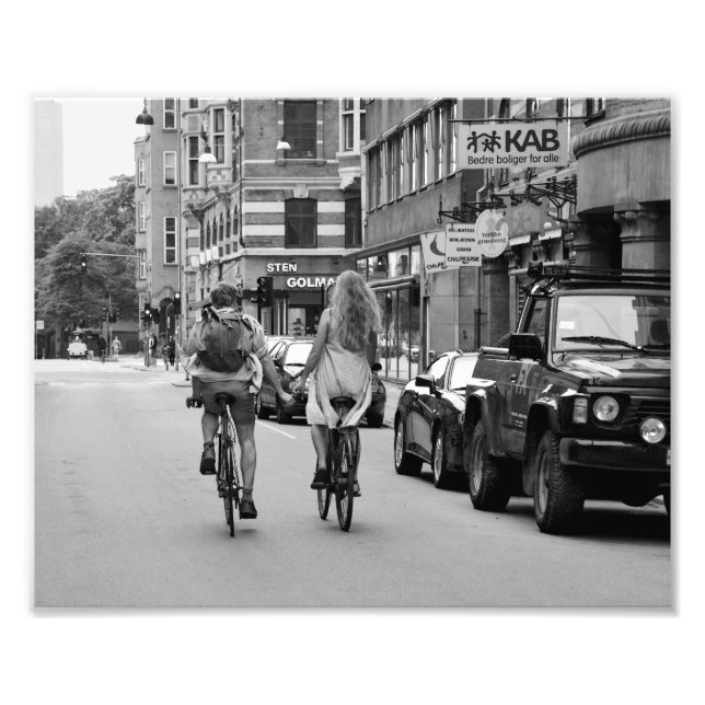 Impression Photo Copenhague Amateurs de vélo, noir et blanc. (Devant)