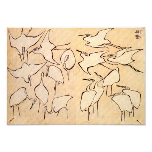 Impression Photo Copie de grues de Hokusai