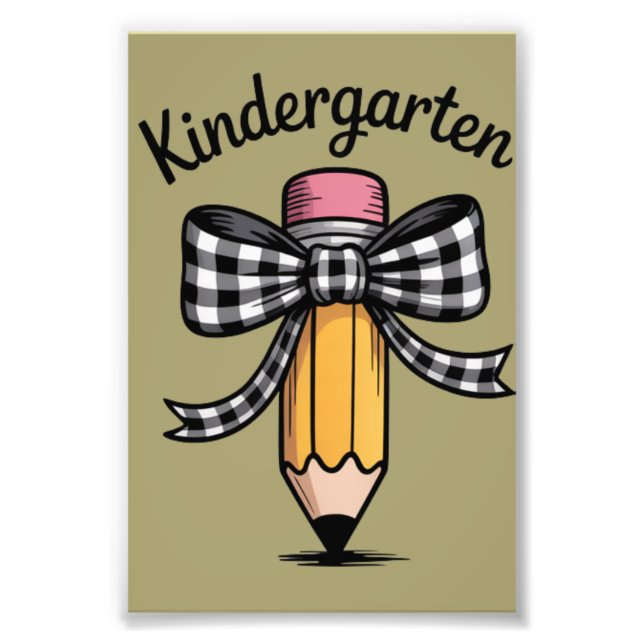 Impression Photo Coquette Pencil Bow Kindergarten Teacher School (Devant)