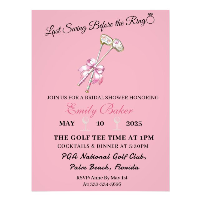 Impression Photo Coquette Rose Golf "Dernier Swing Avant L'Anneau" (Devant)