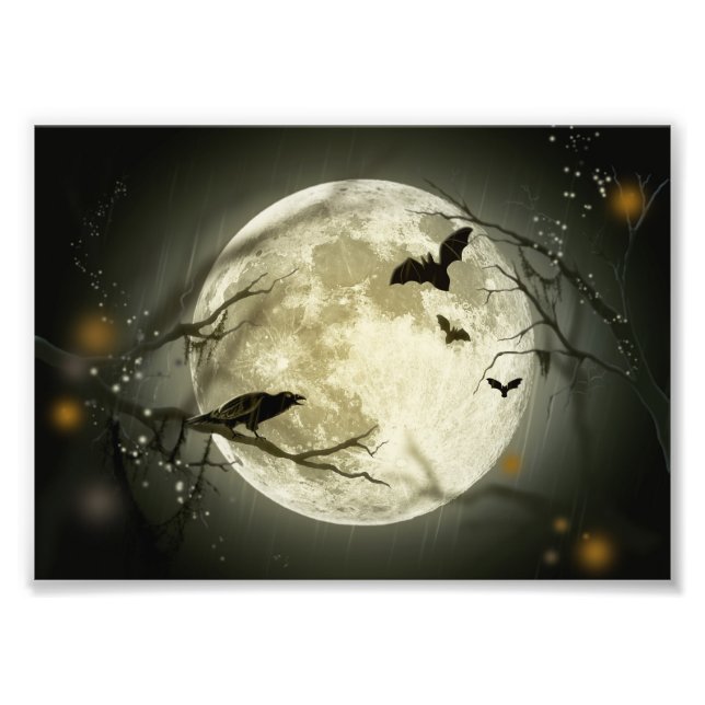 Impression Photo Corneilles Éffrayantes de la Lune d'Halloween (Devant)