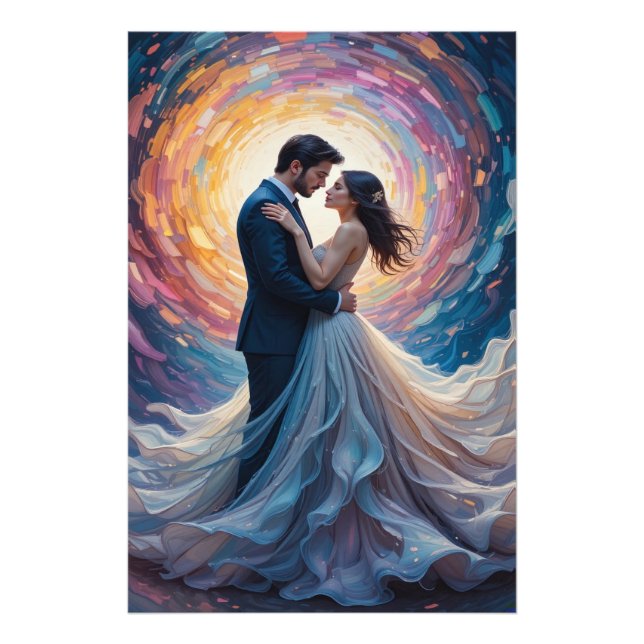 Impression Photo Cosmic Love Embrace Vibrant Couple Art (Devant)