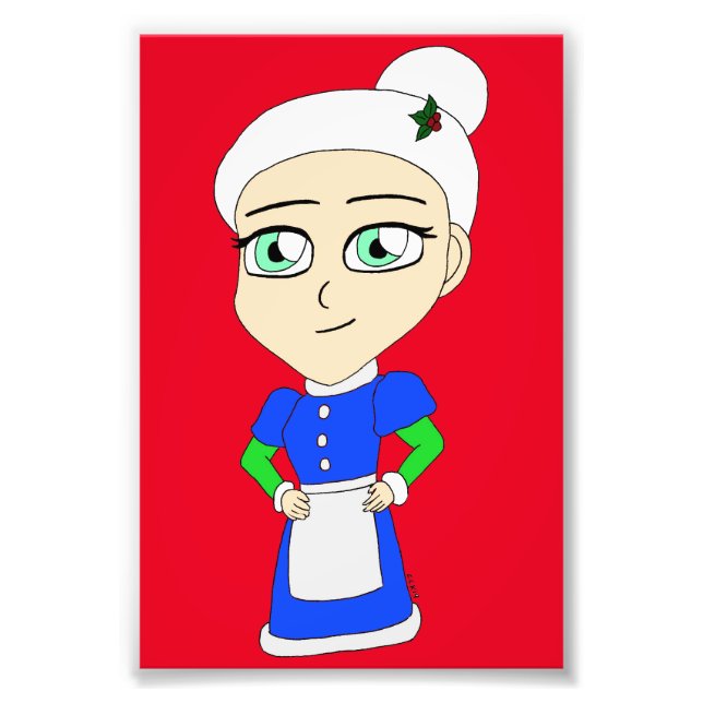 Impression Photo Costume bleu Mme Claus Chibi (Devant)