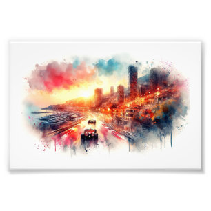 Impression Photo Coucher de soleil au Grand Prix de Monaco,
