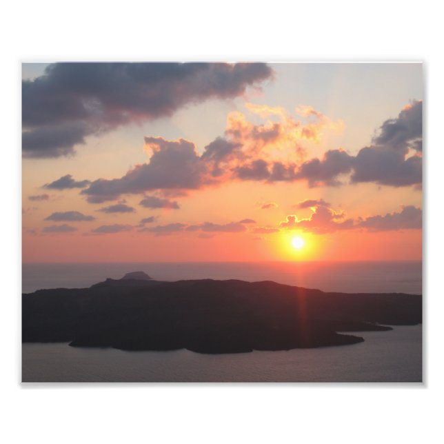Impression Photo Coucher de soleil brillant de Santorin (Devant)