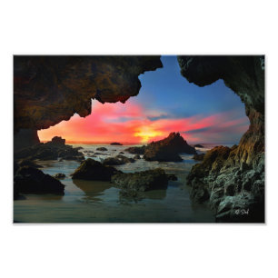 Impression Photo Coucher de soleil de la Grotte de mer Leo Carrillo