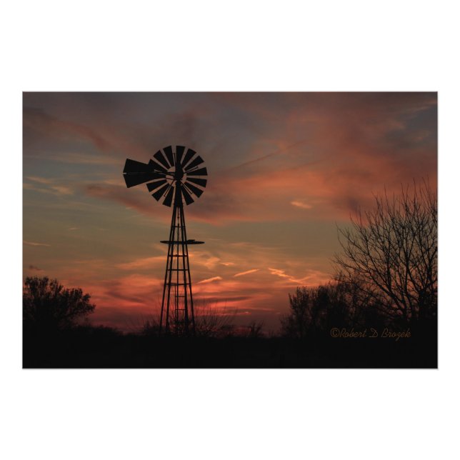Impression Photo Coucher de soleil du Kansas avec agrandissement de (Devant)