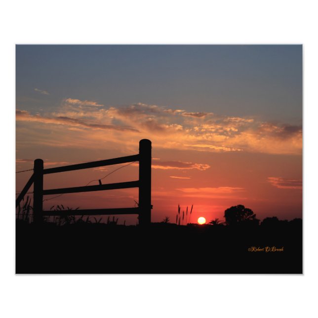 Impression Photo Coucher de soleil du Kansas avec clôture Imprimer  (Devant)