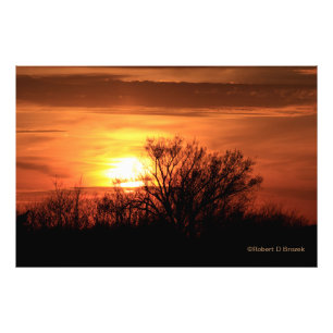 Impression Photo Coucher de soleil du Kansas avec nuages et agrandi