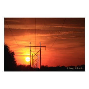 Impression Photo Coucher de soleil du Kansas avec nuages et agrandi