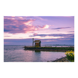 Impression Photo Coucher de soleil rose sur le lac