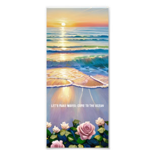 Impression Photo Coucher de soleil serein sur l'océan plage et rose
