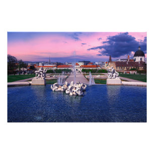 Impression Photo Coucher de soleil sur la fontaine de Vienne