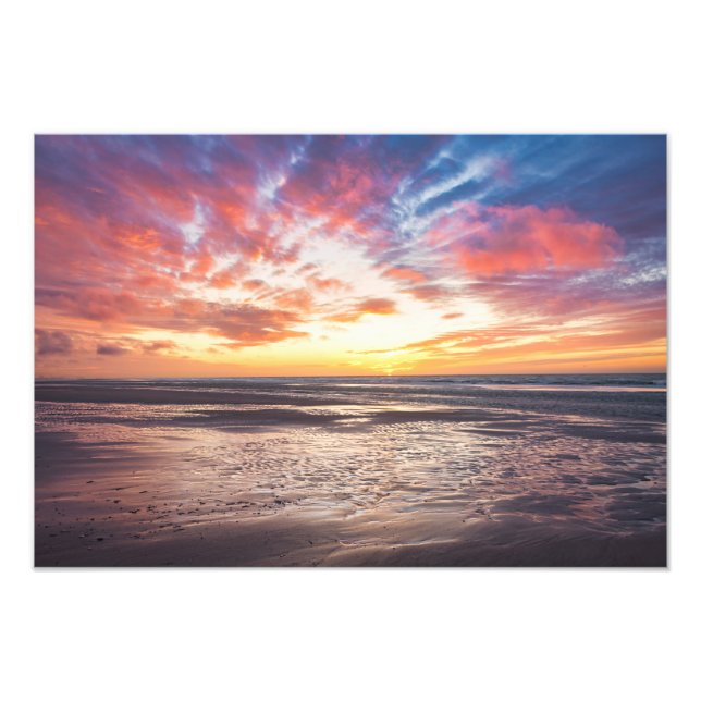 Impression Photo Coucher de soleil sur la plage et la mer (Devant)