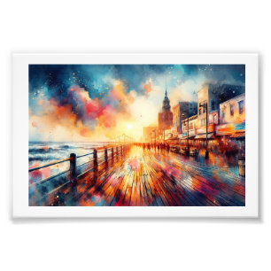 Impression Photo Coucher de soleil sur la promenade d'Atlantic City
