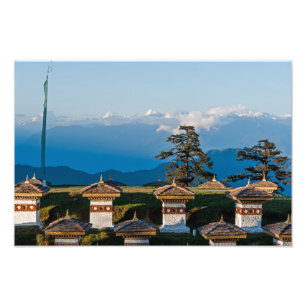 Impression Photo Coucher de soleil sur le col de Dochula - Bhoutan,