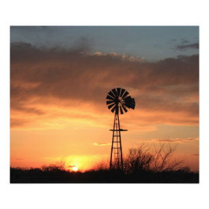 Impression Photo Coucher du soleil du Kansas avec le ciel et le
