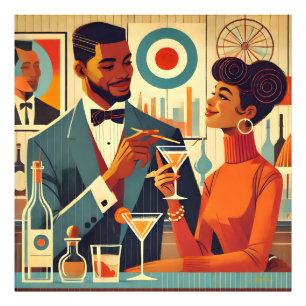 Impression Photo Couples de Fête de Cocktail de Milieu de Siècle -