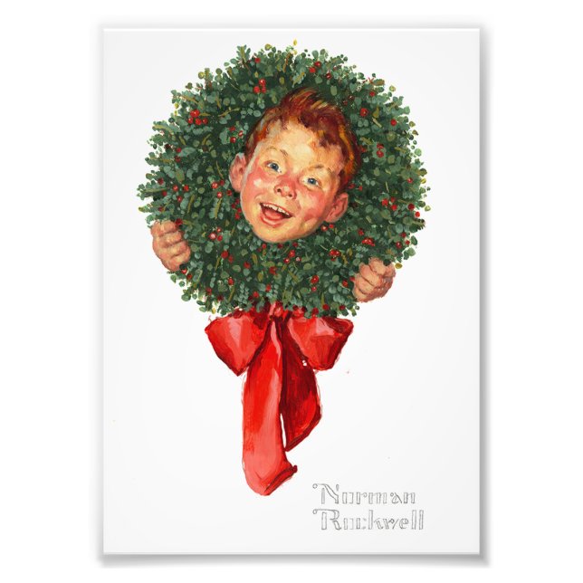 Impression Photo Couronne de Noël - Norman Rockwell - Little Boy (Devant)