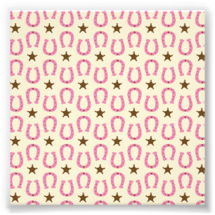 Impression Photo Cowgirl Pink Horseshoe Shérif Star Country Texas