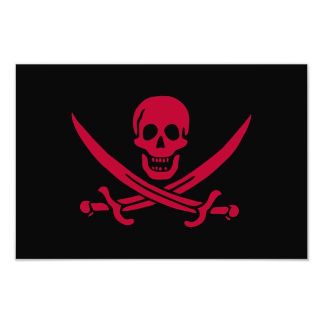 Impression Photo Crâne et épées de Crimson Drapeau pirate de Calico (Devant)