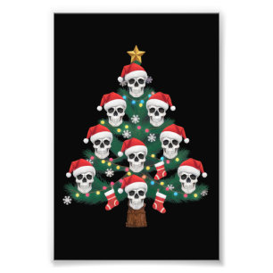 Impression Photo Crâne sapin de Noël Pyjama Cool Skeleton Père Noël