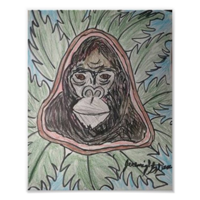 Impression Photo Crayon couleur Gorillla (Devant)