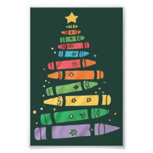 Impression Photo Crayon d'enseignant de Noël Arbre de Noël Lumineux