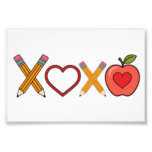 Impression Photo Crayon et pomme XOXO pour la Saint-Valentin pour l