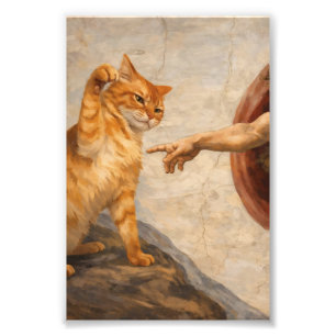 Impression Photo Création d'Adam avec le chat Sarca, une œuvre d'ar