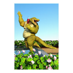 Impression Photo Crocodile drôle Champagne Fête Piscine Art