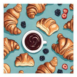Impression Photo Croissants et café...