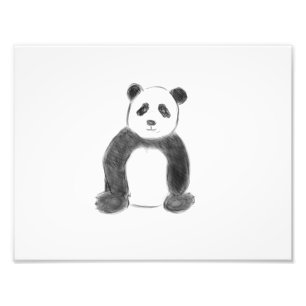 Impression Photo Croquis de panda en noir et blanc