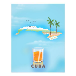 Impression Photo Cuba carte illustrée de voyage affiche