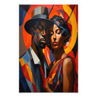 Cubisme Abstrait Gras Couple Portrait - Art Modern