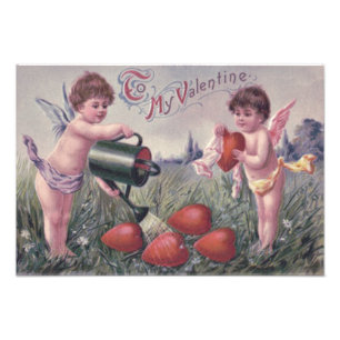 Impression Photo Cupidon Chérubin Ange Arrosant Cœur