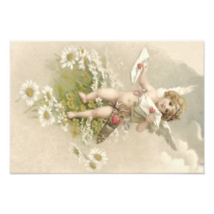 Impression Photo Cupidon Chérubin Ange Saint-Valentin Marguerite