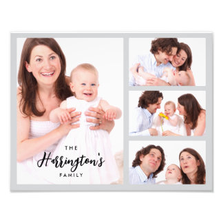 Impression Photo Custom 4 Family Photos Collage Rectangle Frame