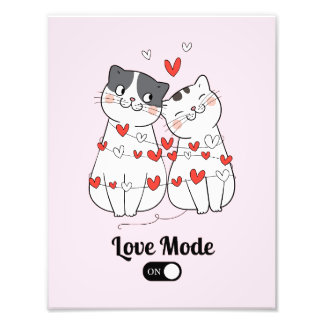 Impression Photo Cute Cat Couple Valentine Illustration