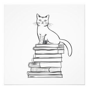 Impression Photo Cute chat sur livres