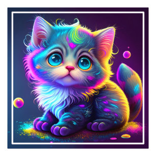 Impression Photo Cute Colorful Chat Artwork numérique-79827