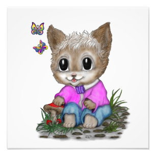 Impression Photo Cute Kitty Chat et Papillon