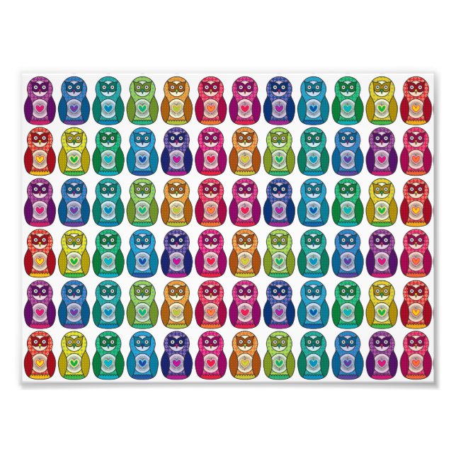 Impression Photo Cute Rainbow Matryoshka Owl (Devant)