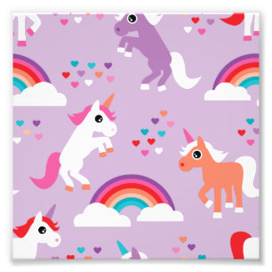 Impression Photo Cute Unicorn Arc-en-ciel violet