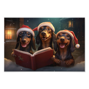 Impression Photo Dachshunds Noël Caroling Festive Festive