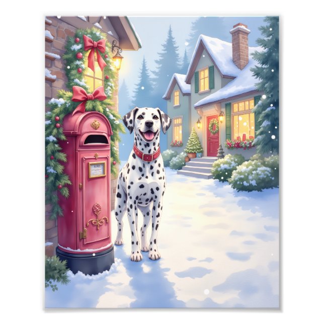 Impression Photo Dalmatian Festive Mailbox Christmas Art (Devant)