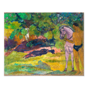 Impression Photo Dans la Vanilleraie, Homme et Cheval   Gauguin  