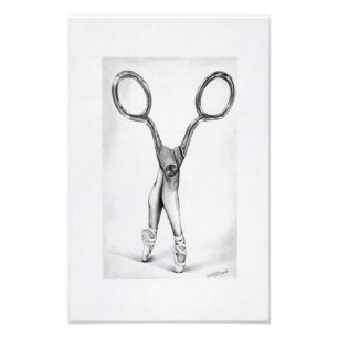 Impression Photo Danse de ballet Ciseaux Ballerine Dessin surréalis