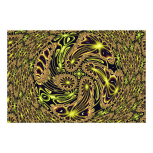 Impression Photo Danse joyeuse abstraite Art fractal néon or