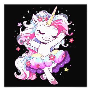 Impression Photo Danseur de ballet Unicorn Girls Rainbow Ballerin C